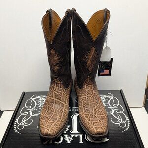 Black Jack 'Dirty Tobacco' Elephant V-Toe Cowboy Boot Sz 10.5D Brand New